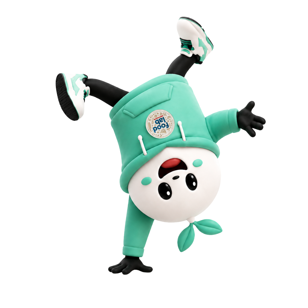 A mascote do Food Lab a fazer o pino